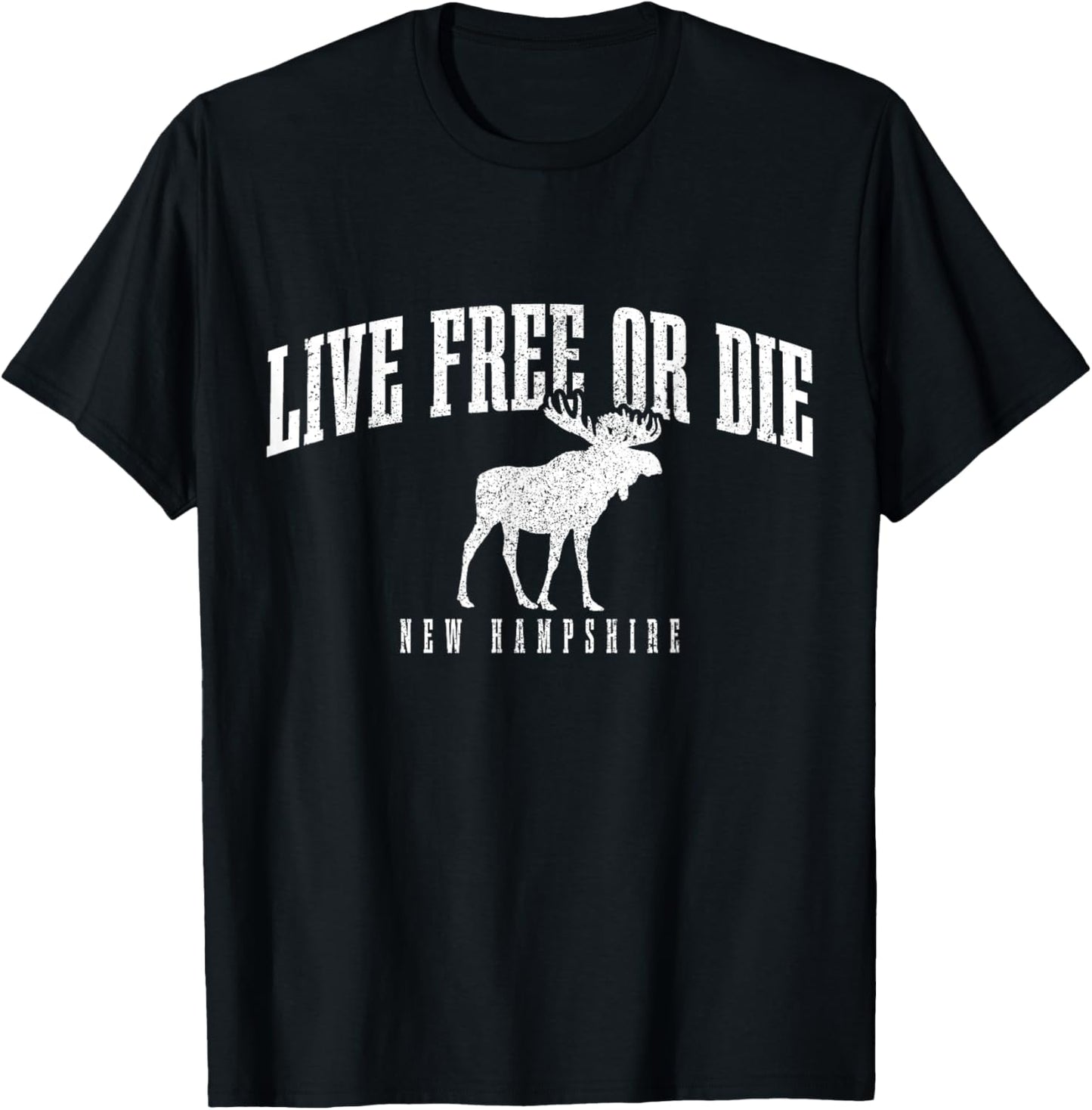 New Hampshire Live Free Or Die Pride Moose Vintage T-Shirt - T-Shirt | Black