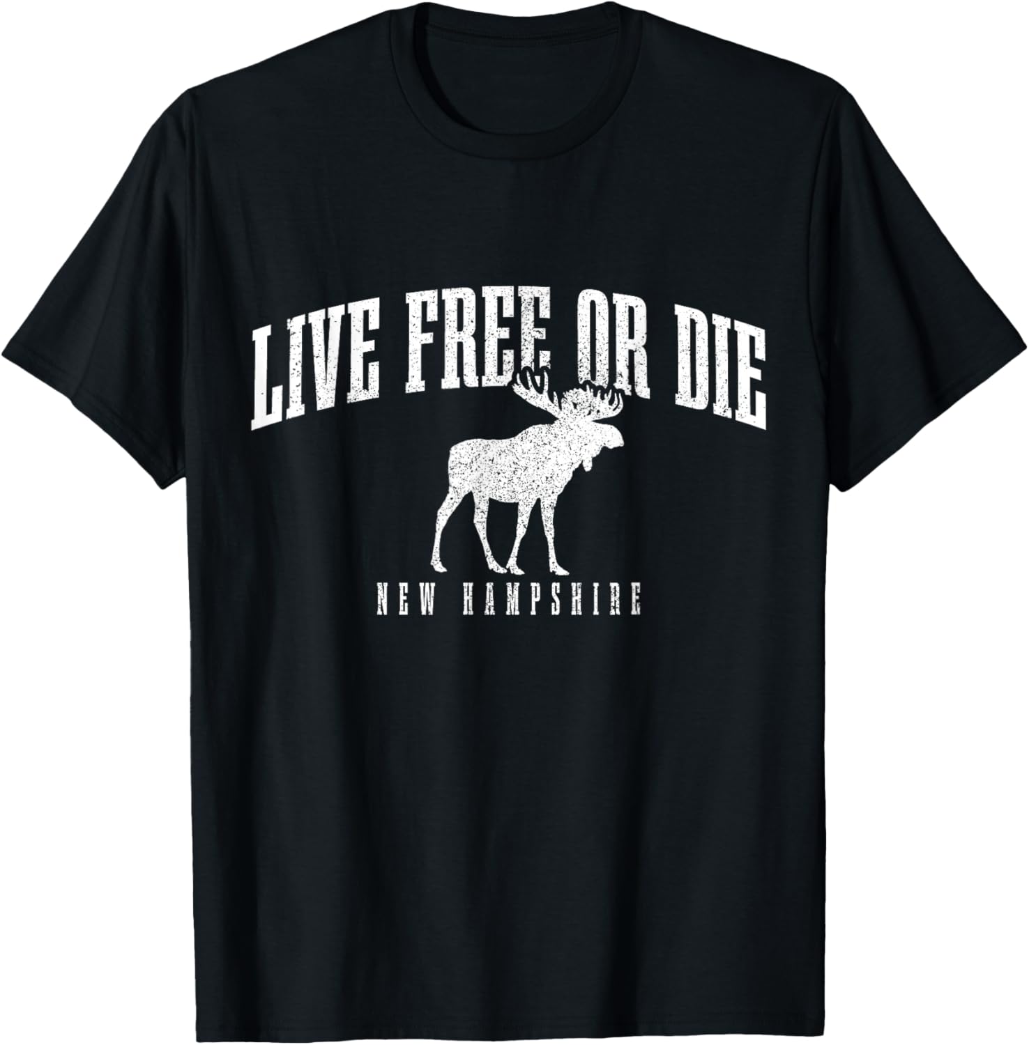 New Hampshire Live Free Or Die Pride Moose Vintage T-Shirt - T-Shirt | Black