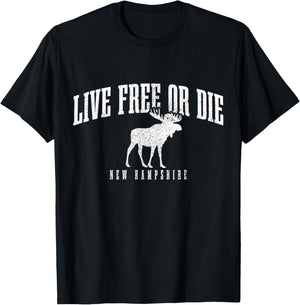 New Hampshire Live Free Or Die Pride Moose Vintage T-Shirt - T-Shirt | Black