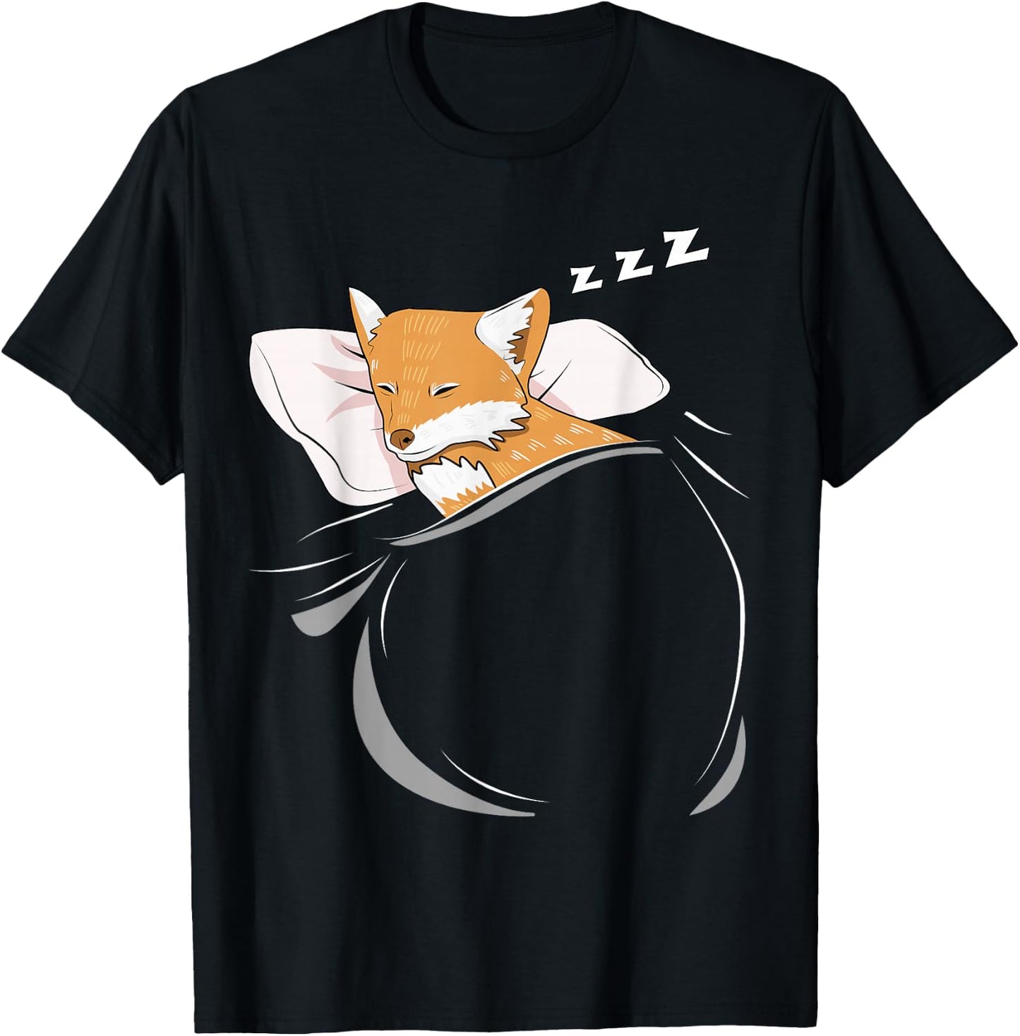 Fox Sleeping Animal Pajamas Nap PJs Outfit Gift Fox T-Shirt - T-Shirt | Black