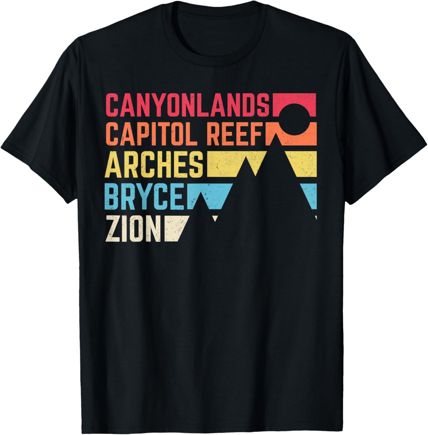 Utahs Five National Parks Souvenir - NPS Moab Utah Mighty 5 T-Shirt - T-Shirt | Black