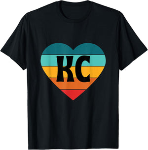 80s Vintage Sunset Heart KC T-Shirt - T-Shirt | Black
