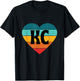 80s Vintage Sunset Heart KC T-Shirt - T-Shirt | Black