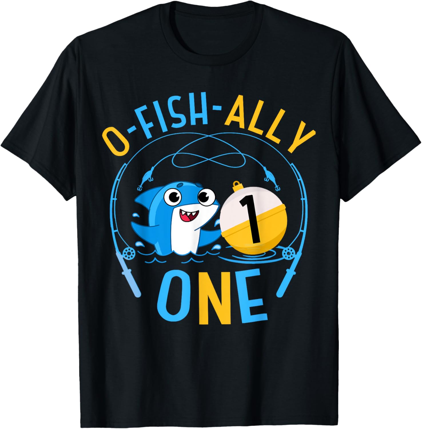 Ofishally One 1st Birthday Fishing Theme O-Fishally 1 Family T-Shirt - T-Shirt | Black