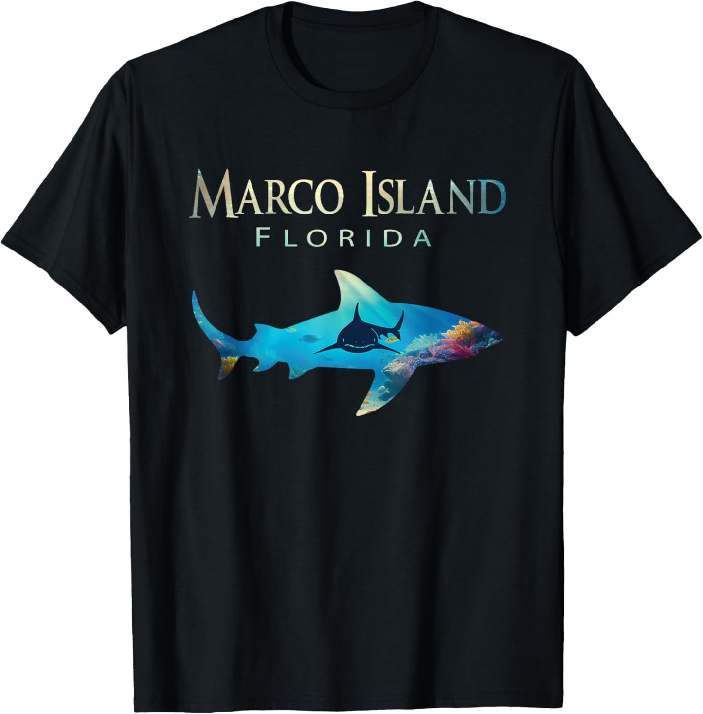 Marco Island Retro Marco Island Fl Shark T-Shirt - T-Shirt | Black