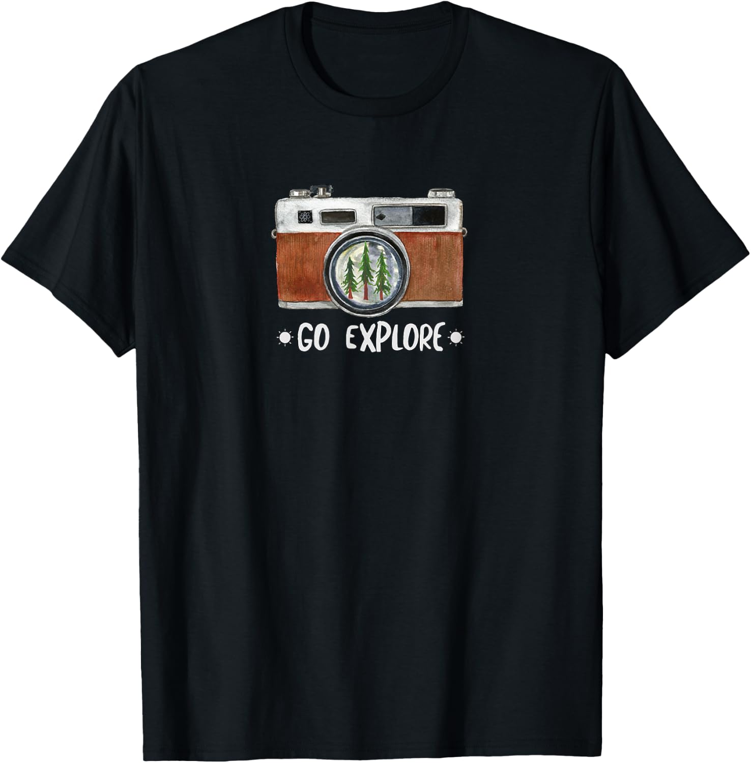 Cute Go Explore Vintage Camera Photography T-Shirt - T-Shirt | Black