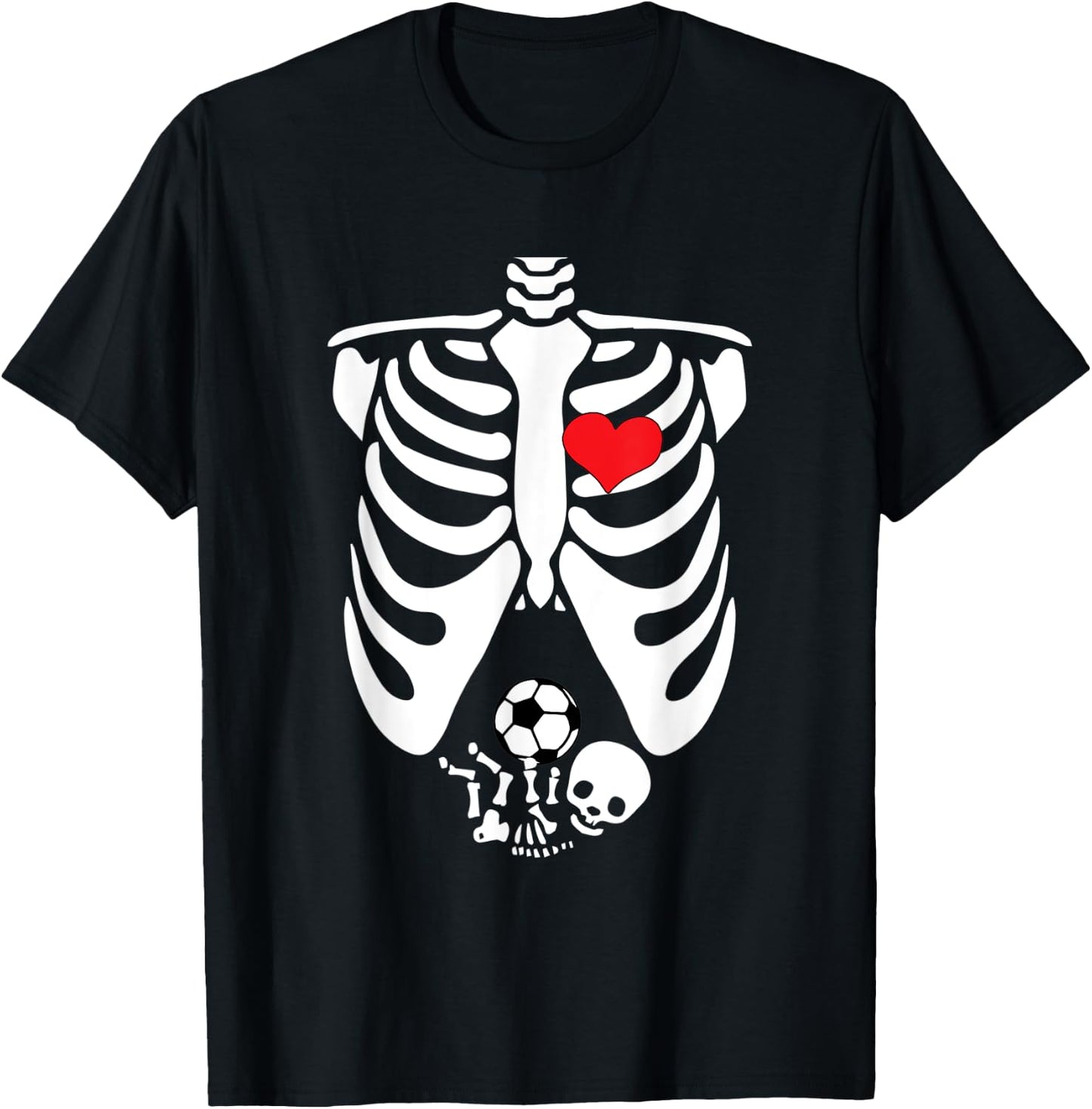 Funny Skeleton Baby Pregnant Halloween Soccer T-Shirt - T-Shirt | Black