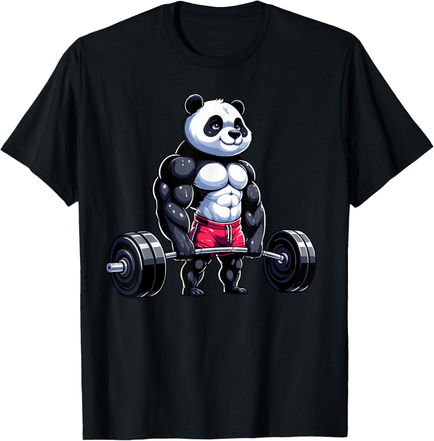 Funny Gym Panda Bodybuilder Weightlifting Motivational T-Shirt - T-Shirt | Black