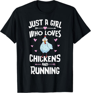Just A Girl Who Loves Chickens And Running Gift Women T-Shirt - T-Shirt | Black