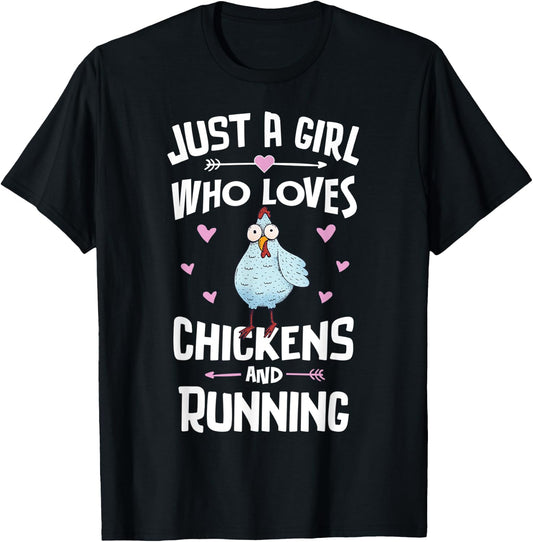 Just A Girl Who Loves Chickens And Running Gift Women T-Shirt - T-Shirt | Black