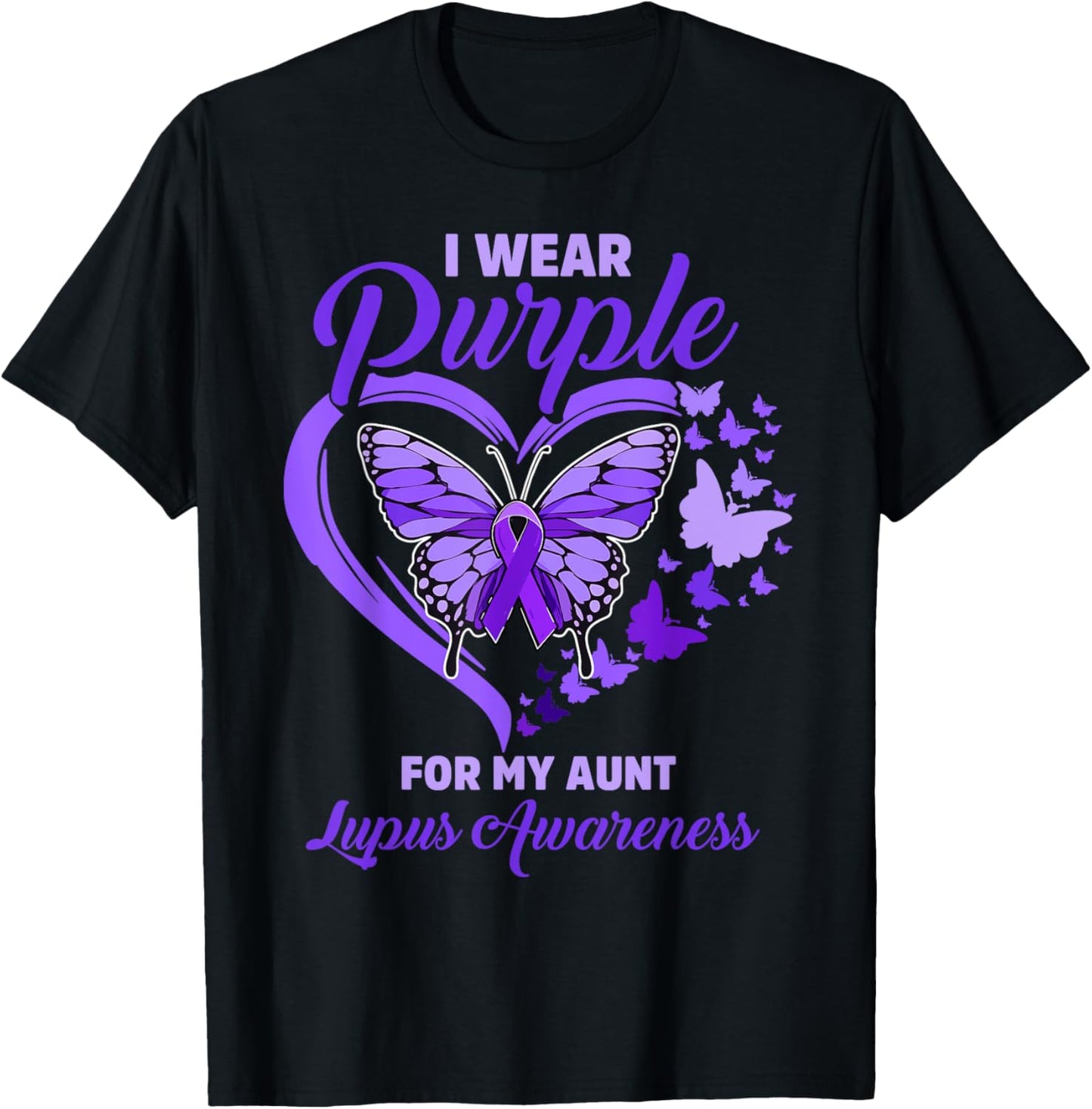 I wear Purple for my Aunt Lupus Awareness Support Squad T-Shirt - T-Shirt | Black