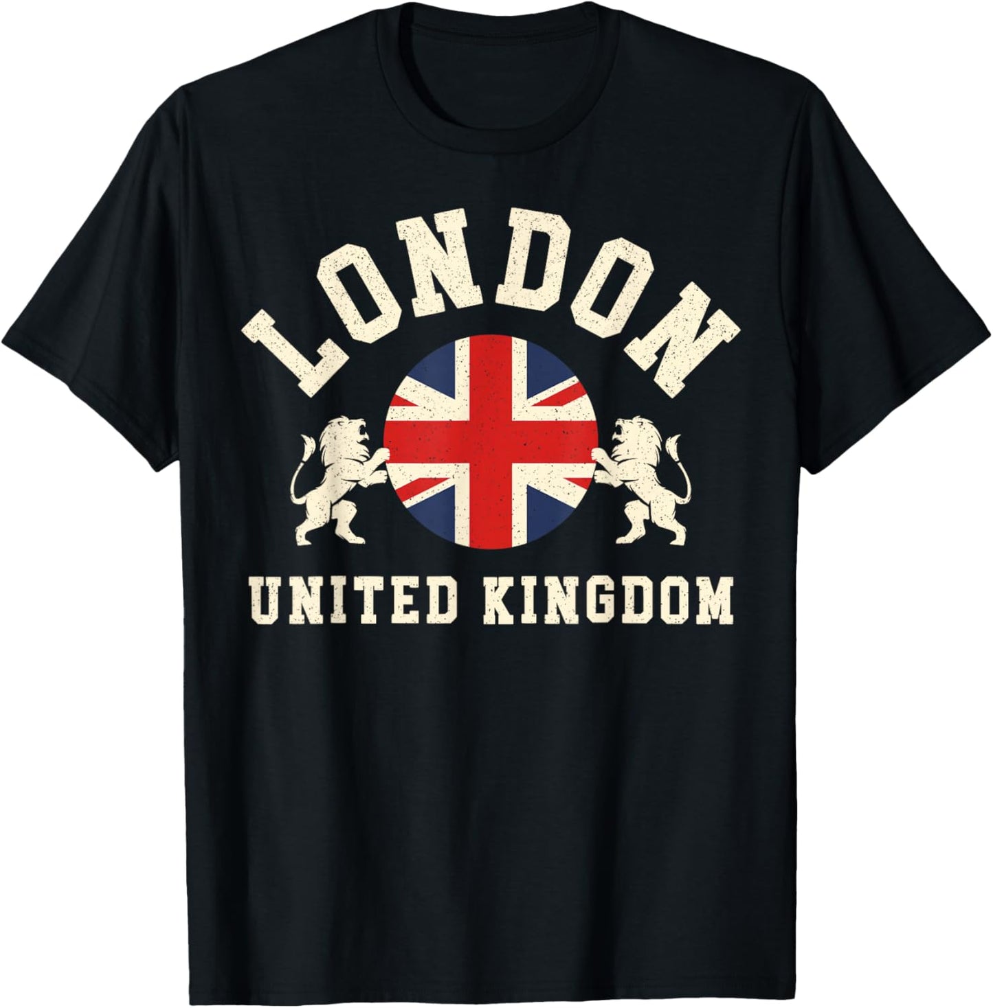 Vintage London United Kingdom UK Union Jack England Souvenir T-Shirt - T-Shirt | Black