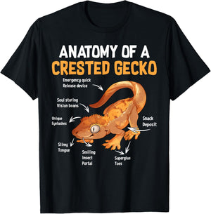 Anatomy Of Crested Gecko Tiny Leopard Gecko T-Shirt - T-Shirt | Black