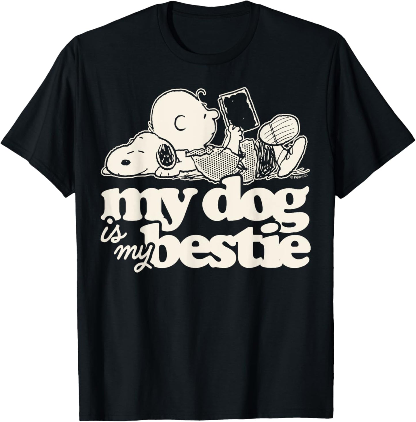 Peanuts - Snoopy And Charlie Brown My Dog Is My Bestie T-Shirt - T-Shirt | Black