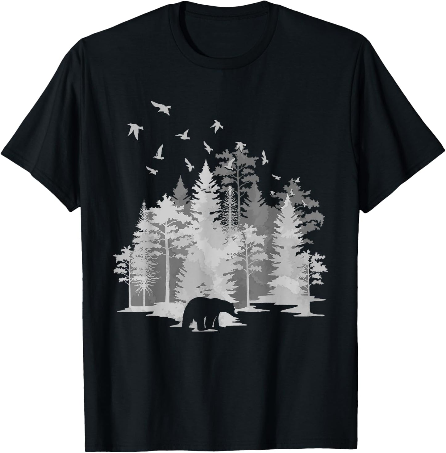Mountains Birds Outdoors Animal Bear Nature Hiking Forest T-Shirt - T-Shirt | Black