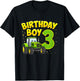 Kids 3rd Birthday Boy 3 Year Old Farm Truck Tractor Party T-Shirt - T-Shirt | Black