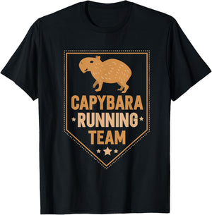 Capybara Running Team Animal Capybaras Water Pig Lovers T-Shirt - T-Shirt | Black