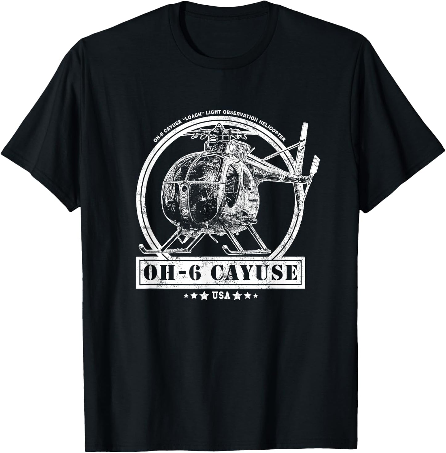 OH-6 "Loach" Cayuse Helicopter T-Shirt - T-Shirt | Black