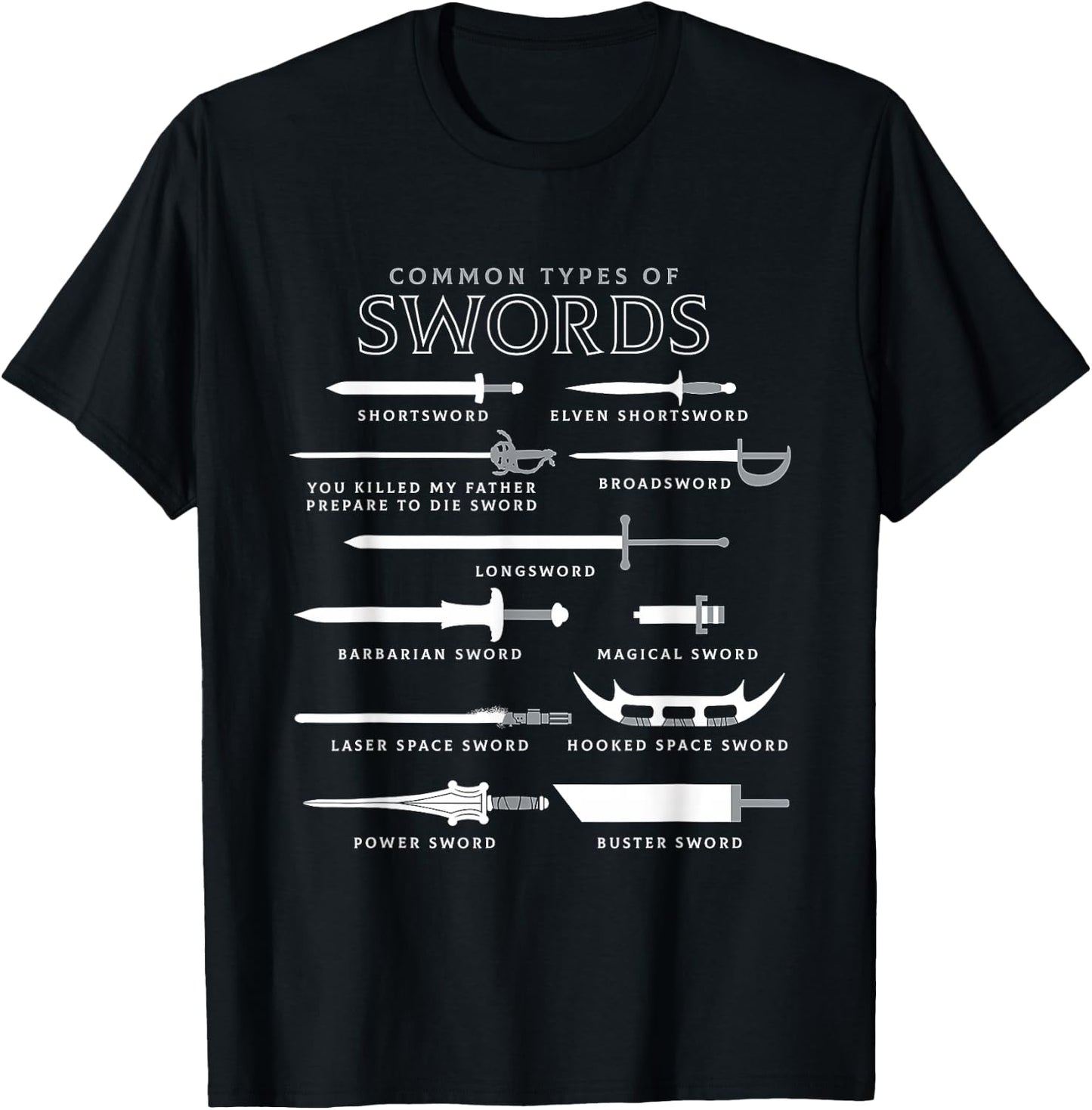 Types of Swords T-Shirt - T-Shirt | Black