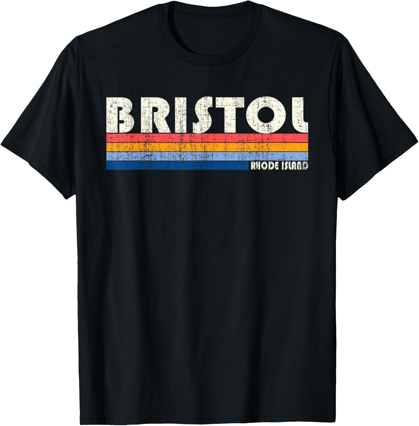 Vintage 70s 80s Style Bristol RI T-Shirt - T-Shirt | Black