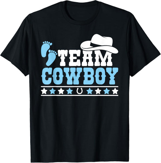 Team Cowboy Baby Gender Reveal Outfit Team Boy Gender Reveal T-Shirt - T-Shirt | Black