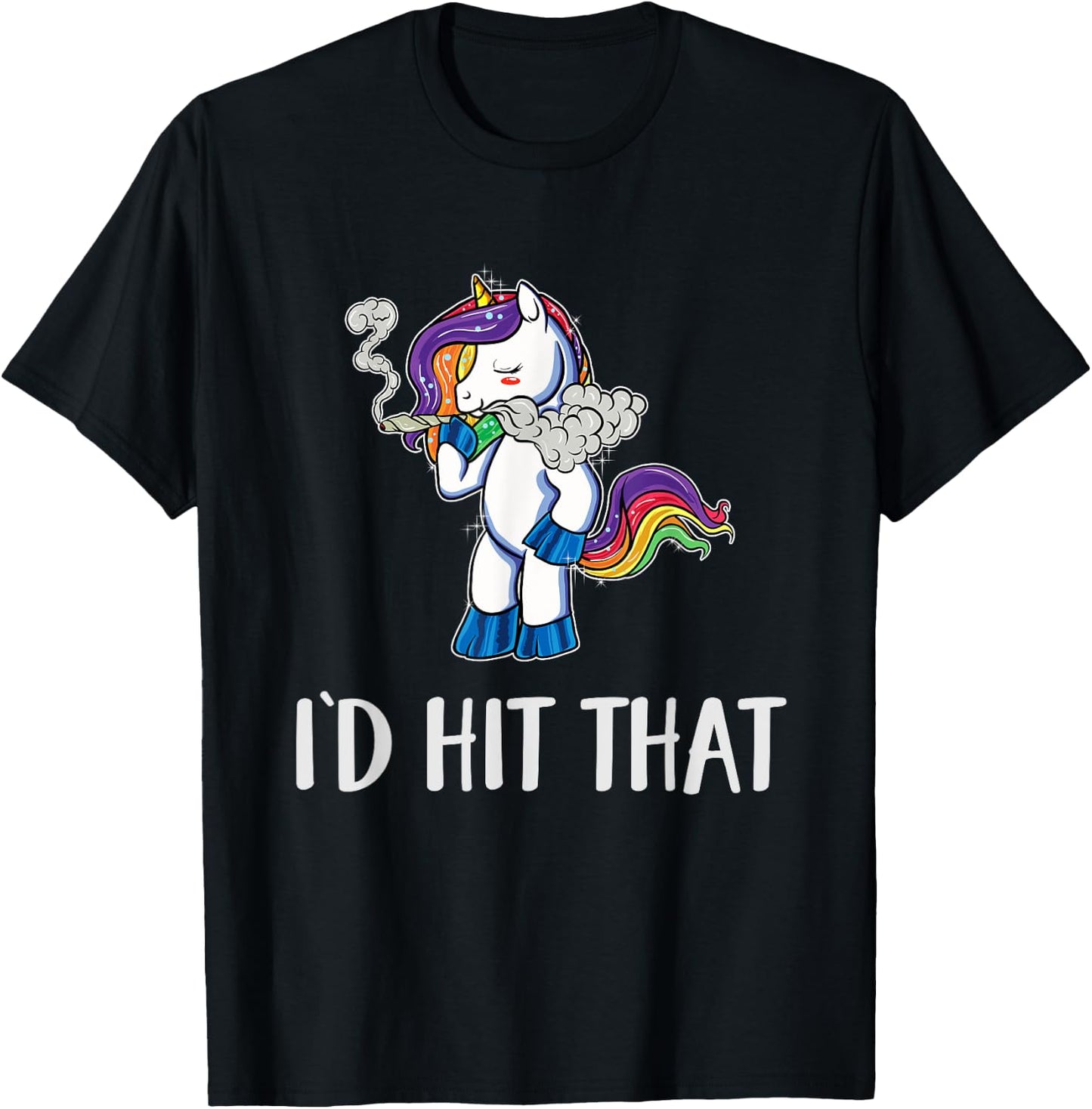 Funny Weed Shirts Stoner Unicorn Pothead 420 Id Hit That T-Shirt - T-Shirt | Black