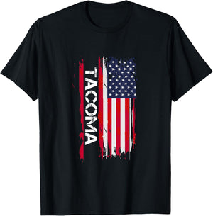 Tacoma City USA Flag Tacoma Men's And Women's I Love The City Of Tacoma Black -Adults Small Classic Fit T-Shirt - T-Shirt | Black