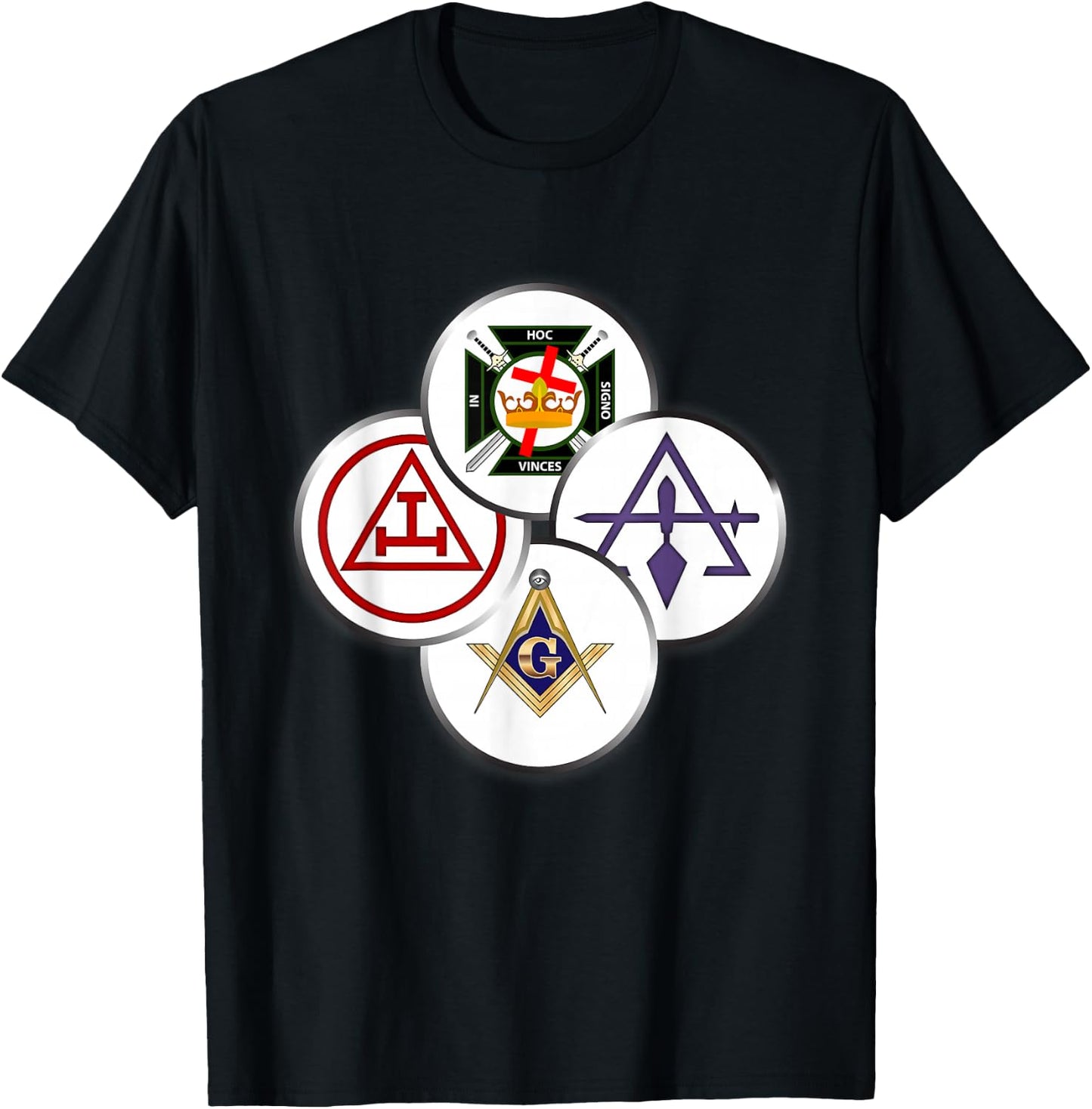 York Rite Mason Circles Masonic T-Shirt - T-Shirt | Black