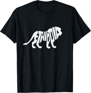 Ethiopia Lion Word Art - Funny Animal T-Shirt - T-Shirt | Black