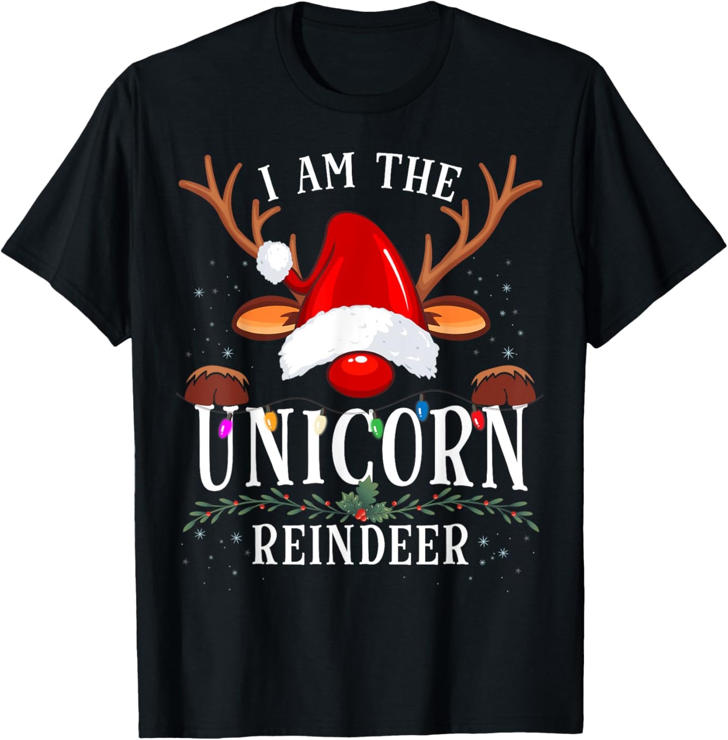 I Am The Unicorn Reindeer Christmas Family T-Shirt - T-Shirt | Black