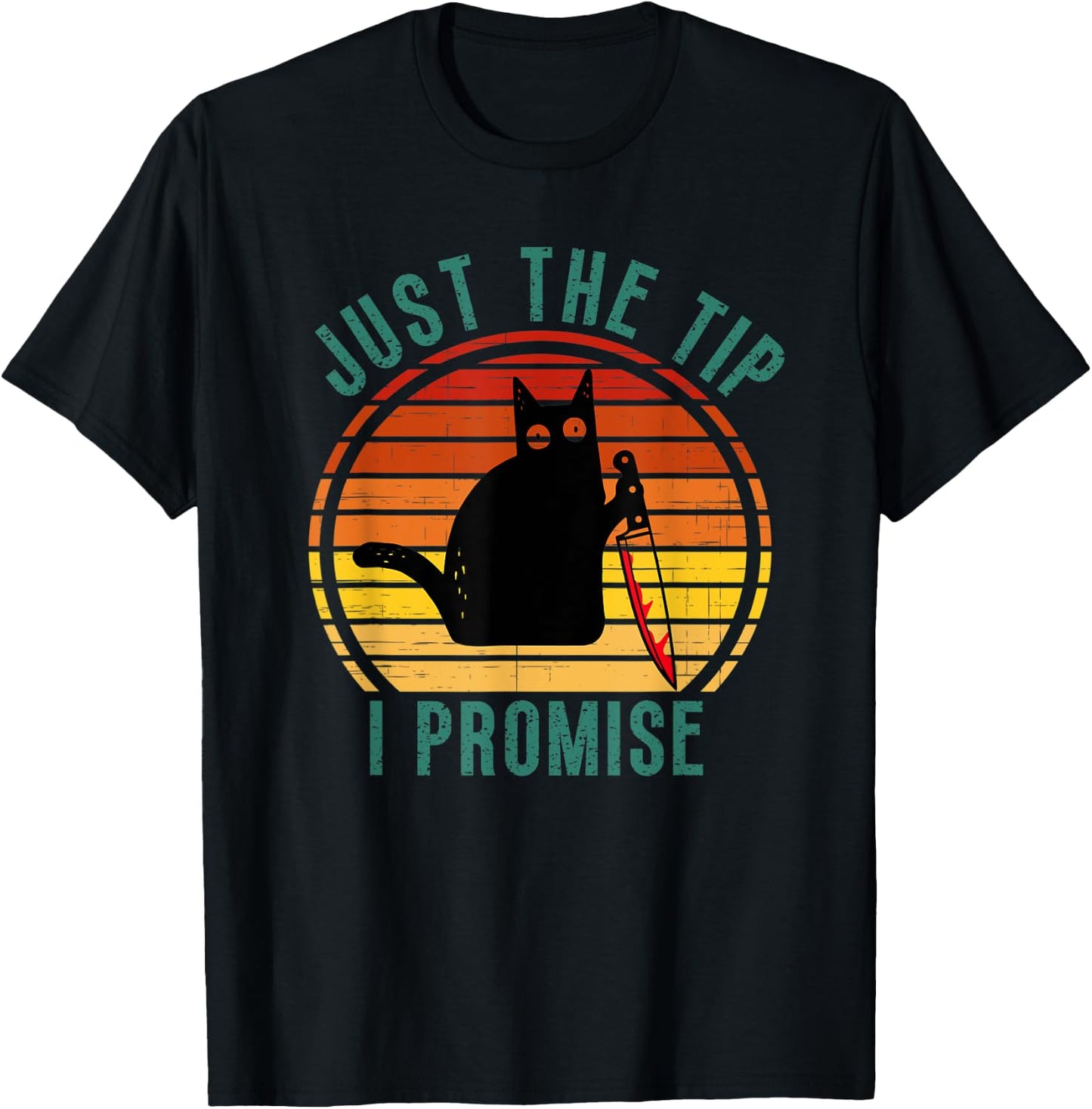 Halloween Creepy Cat Just The Tip I Promise Cat With Knife Women T-Shirt - T-Shirt | Black