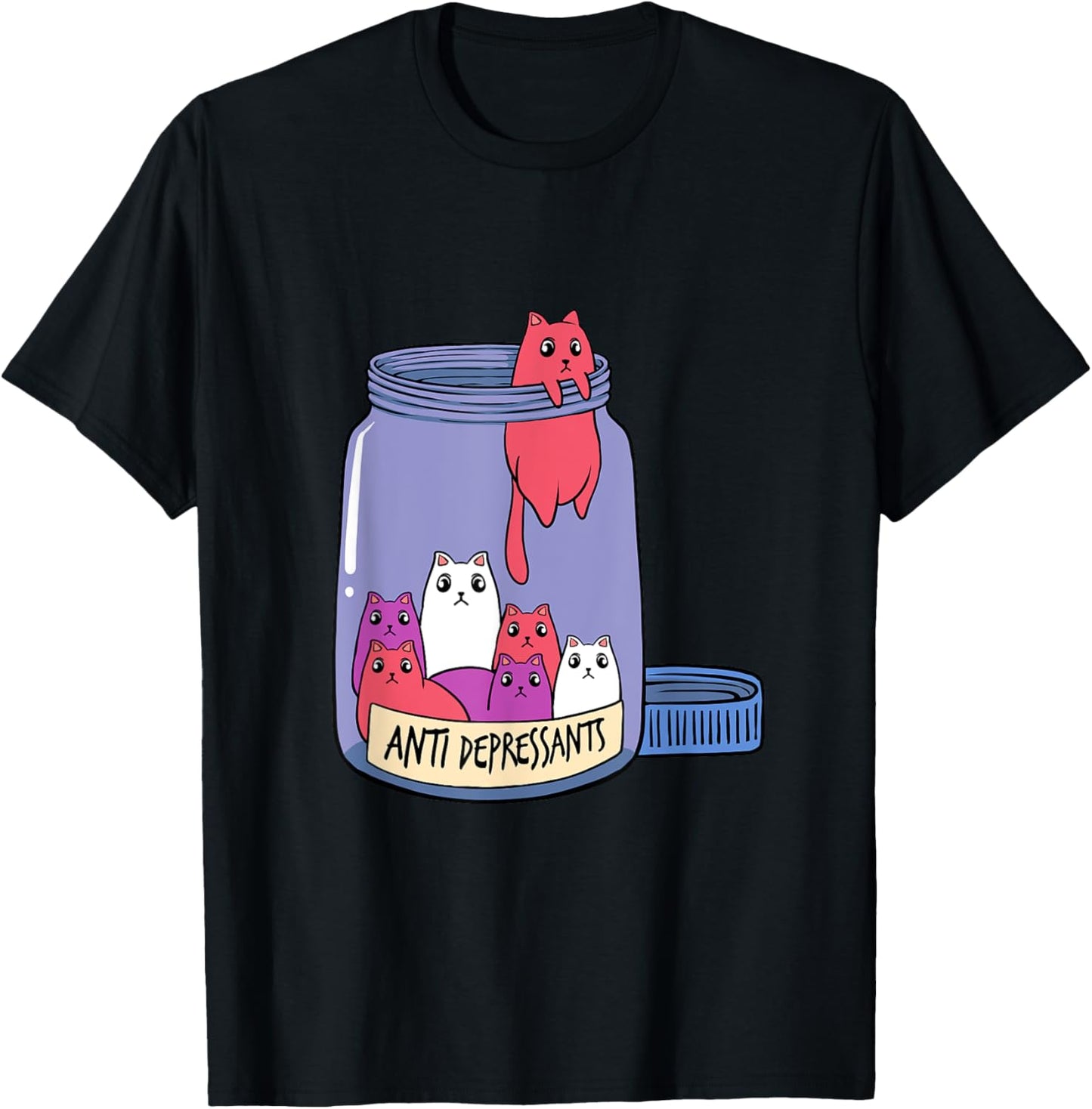 Cat Antidepressant Mental Health Kitten Doctor Pet Owner T-Shirt - T-Shirt | Black