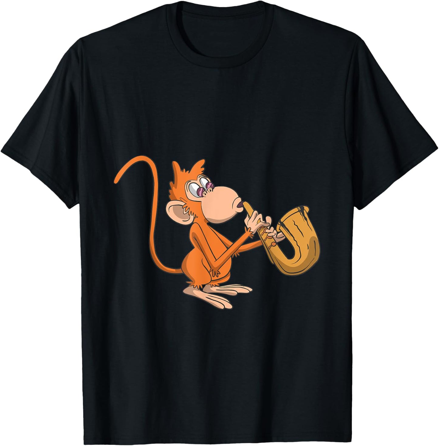 Monkey Plays The Saxophone T-Shirt - T-Shirt | Black
