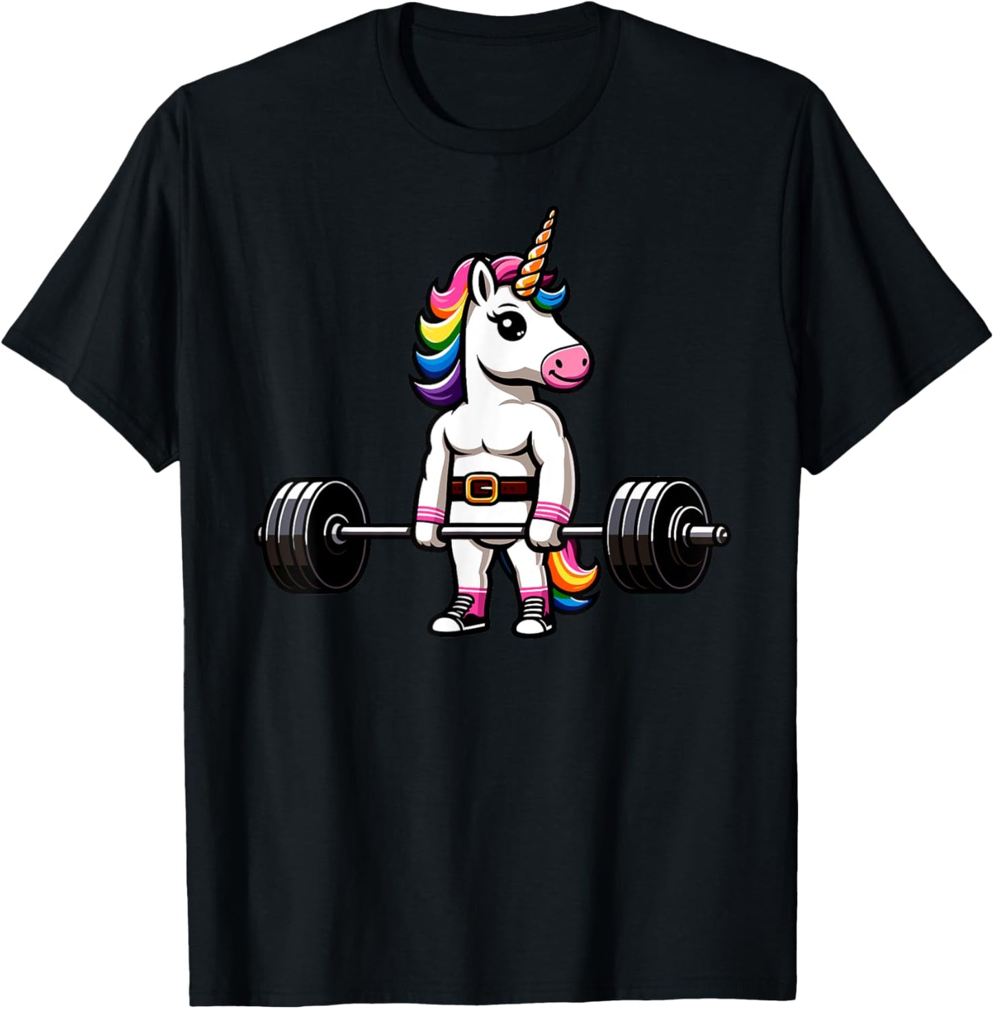 Muscle Gym Unicorn Bodybuilder Nerd Weightlifting Funny T-Shirt - T-Shirt | Black