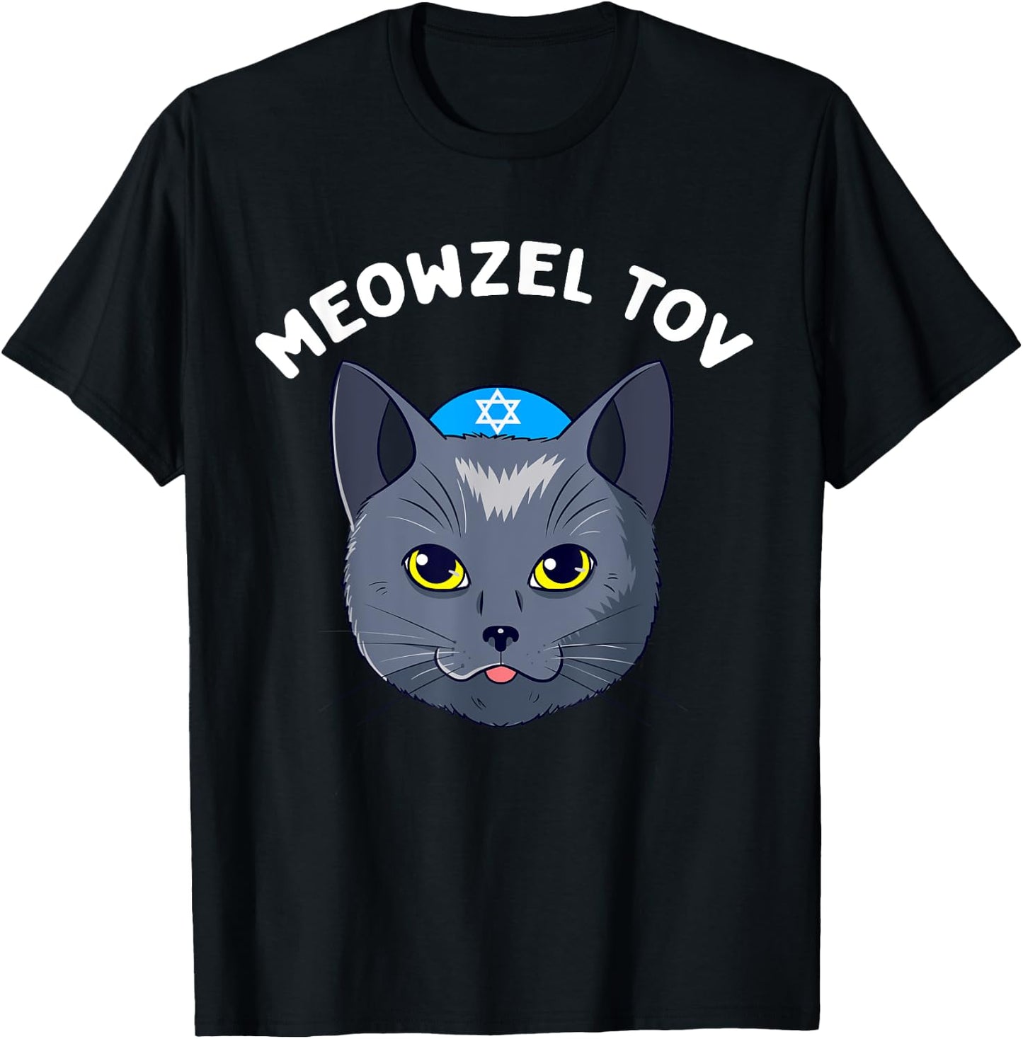 Meowzel Tov Hanukkah Cat Chanukah Funny Jewish Xmas Gift Women Kids T-Shirt - T-Shirt | Black