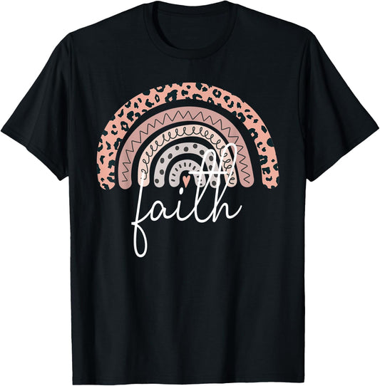 faith Name Personalized Cute Women Rainbow Appreciation T-Shirt - T-Shirt | Black