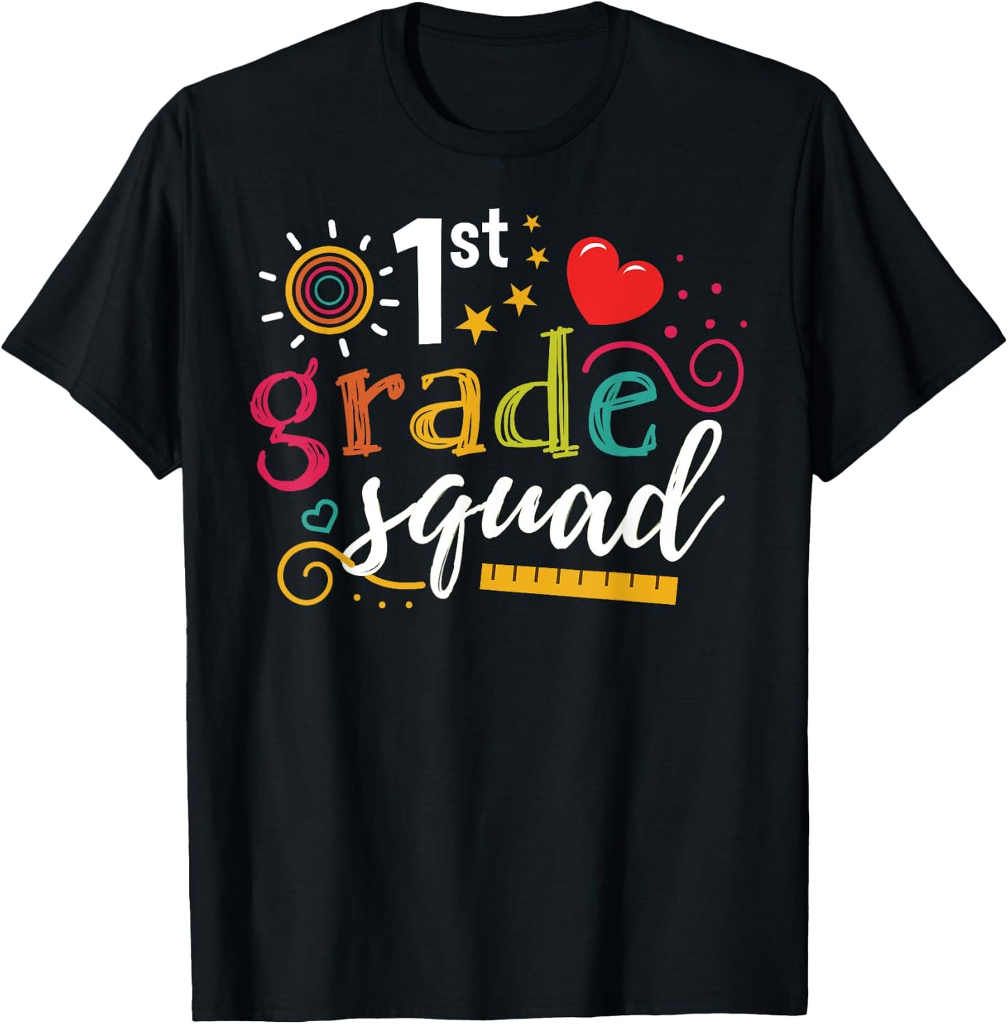 1st First Grade Squad Student Teacher Gift Back To School Women Girls Kids T-Shirt - T-Shirt | Black