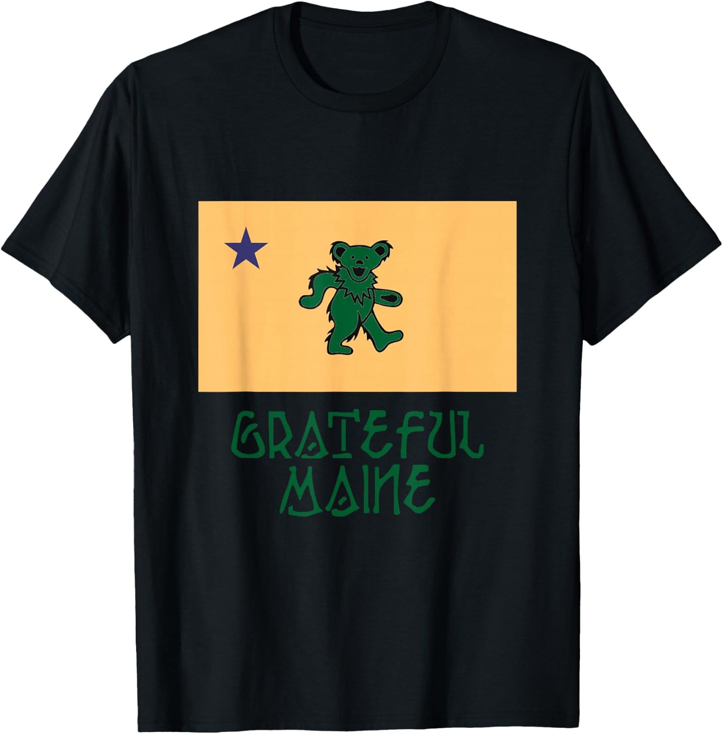 Grateful Maine 1901 Flag T-Shirt - T-Shirt | Black