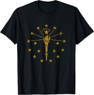 Vintage Indiana Flag IN Men Women Souvenir T-Shirt - T-Shirt | Black