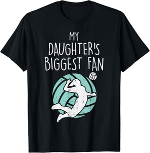 My Daughters Biggest Fan Volleyball Family Mom Dad Men Women T-Shirt - T-Shirt | Black