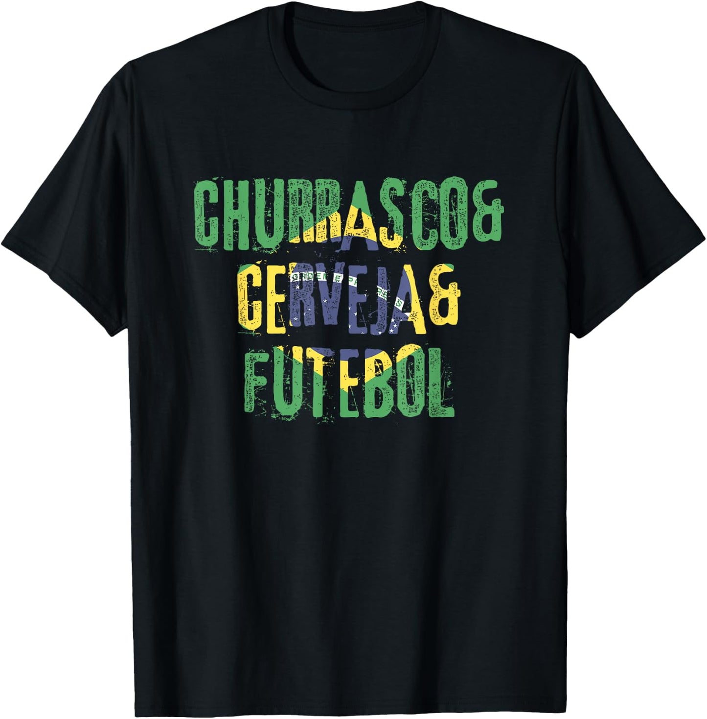 Churrasco & Cerveja & Futebol Brazil Brazilian T-Shirt - T-Shirt | Black