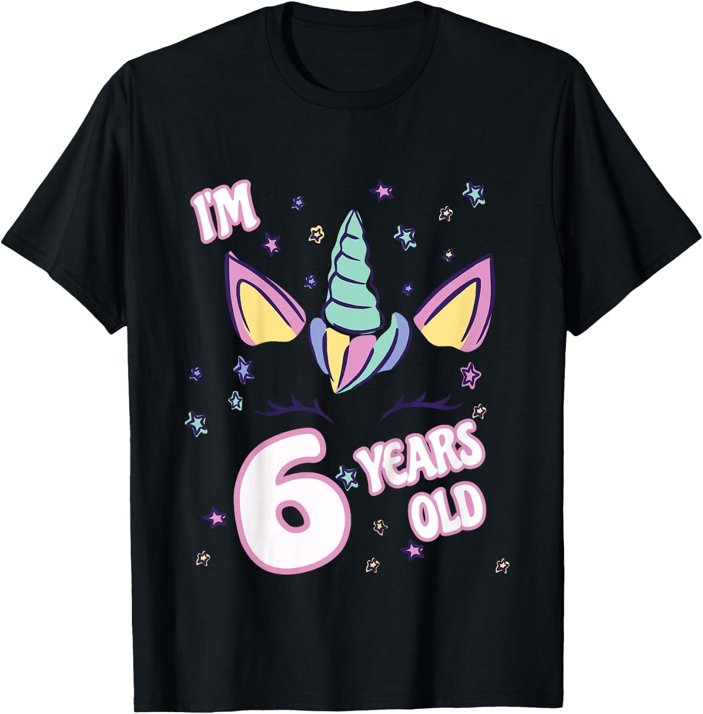 Unicorn 6th birthday i'm 6 years old girl unicorn design T-Shirt - T-Shirt | Black