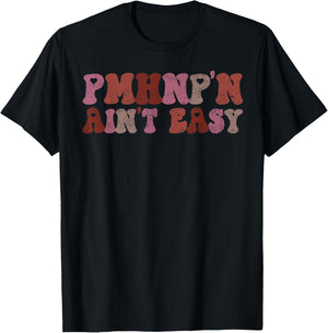 03 PMHNP Nurse Gift Psychiatric Mental Health Nurse - Women's Adults Black Small Modern Classic Polyester 100% Short Sleeve Collarless Pull On Barrel Cuff Non-Stretchable T-Shirt - T-Shirt | Black