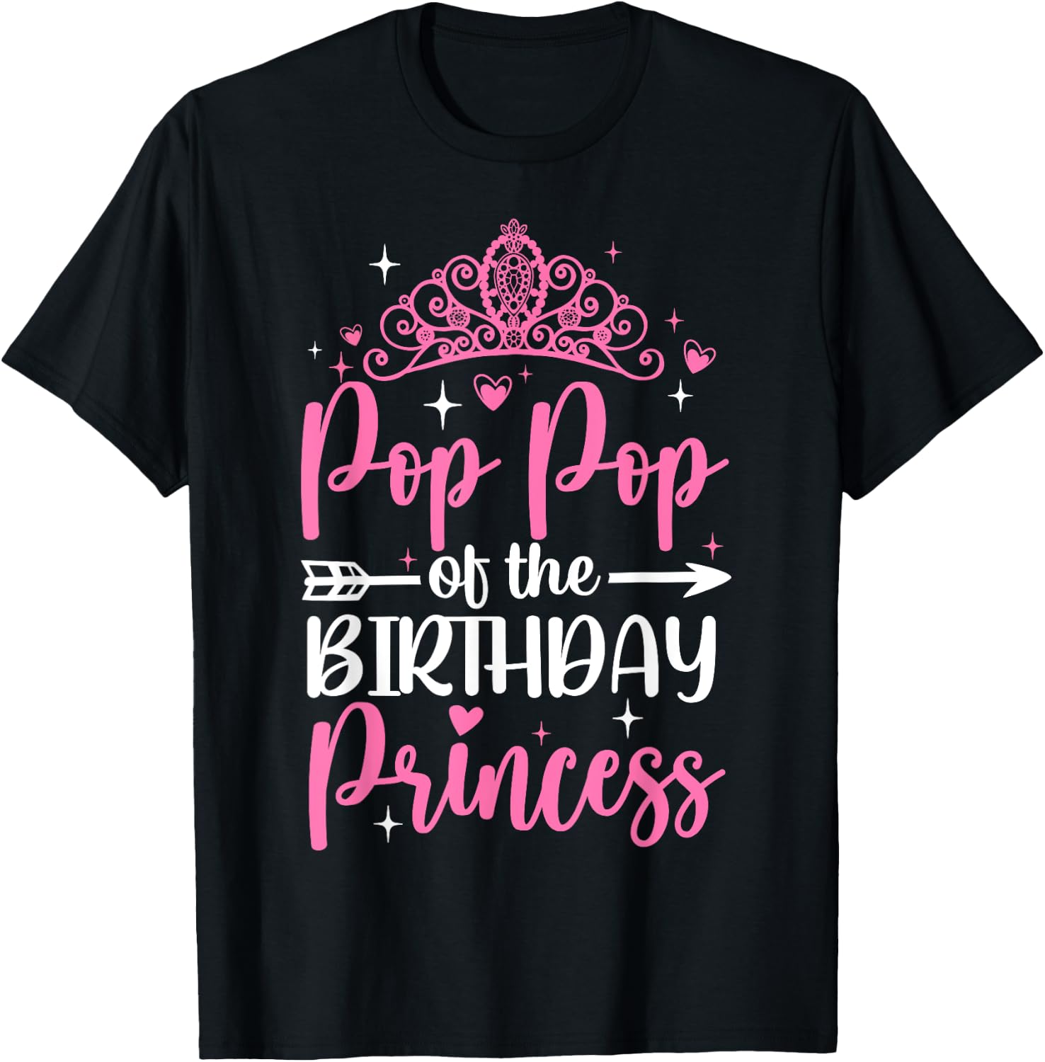 Pop Pop Of The Birthday Princess Bday Girl Kid Cute Family T-Shirt - T-Shirt | Black
