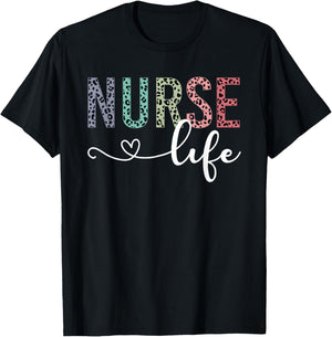 Leopard Nurse Life School Nurse Appreciation Nursing Women T-Shirt - T-Shirt | Black