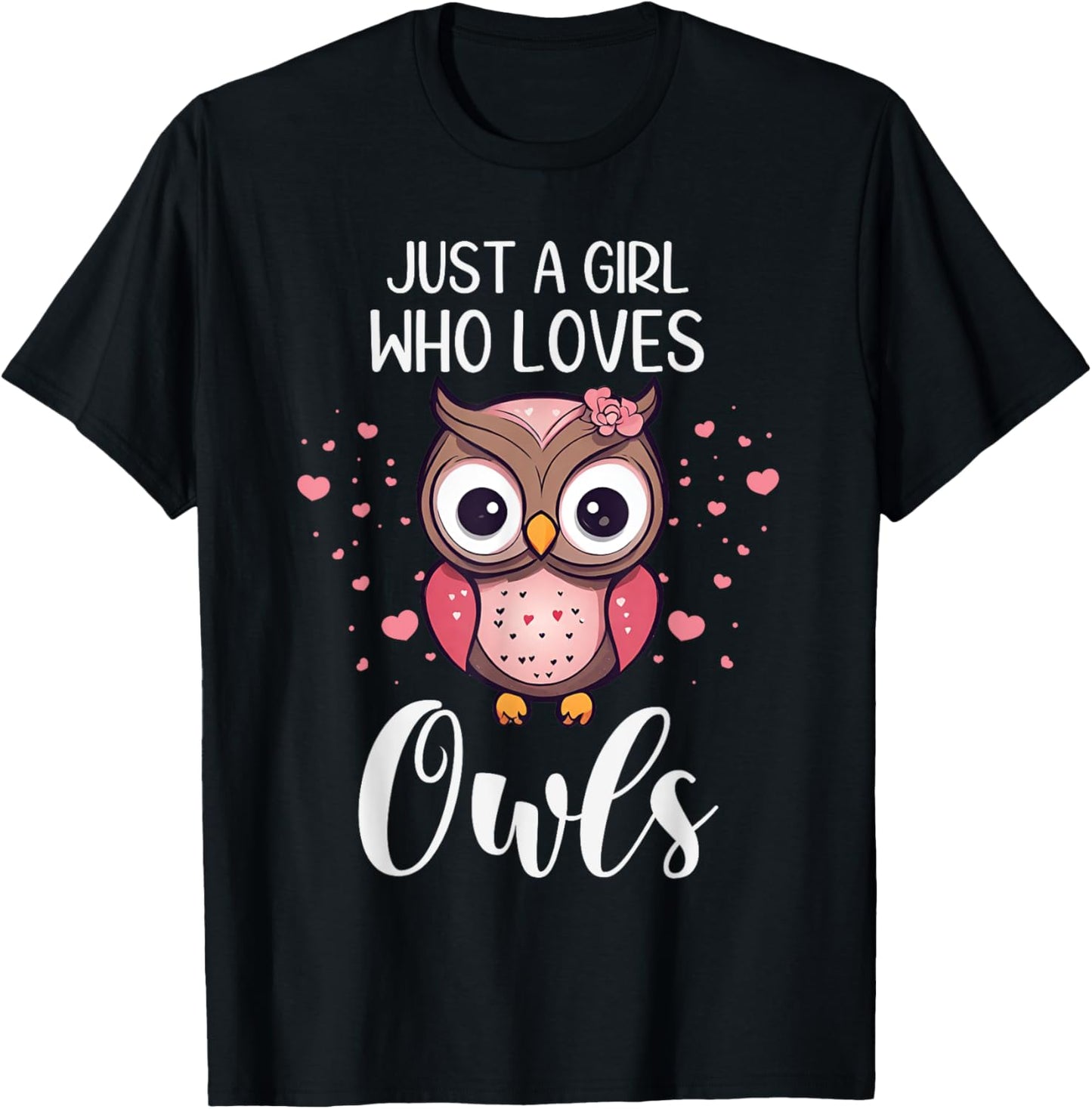 Funny Just A Girl Who Loves Owls Nocturnal Bird Owl Lover T-Shirt - T-Shirt | Black