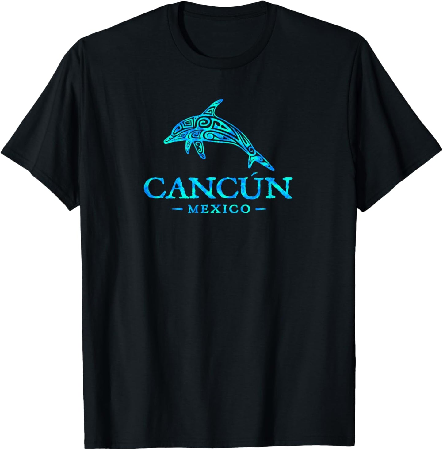 Cancun Mexico Colorful Dolphin Boys Girls Men Women Souvenir T-Shirt - T-Shirt | Black