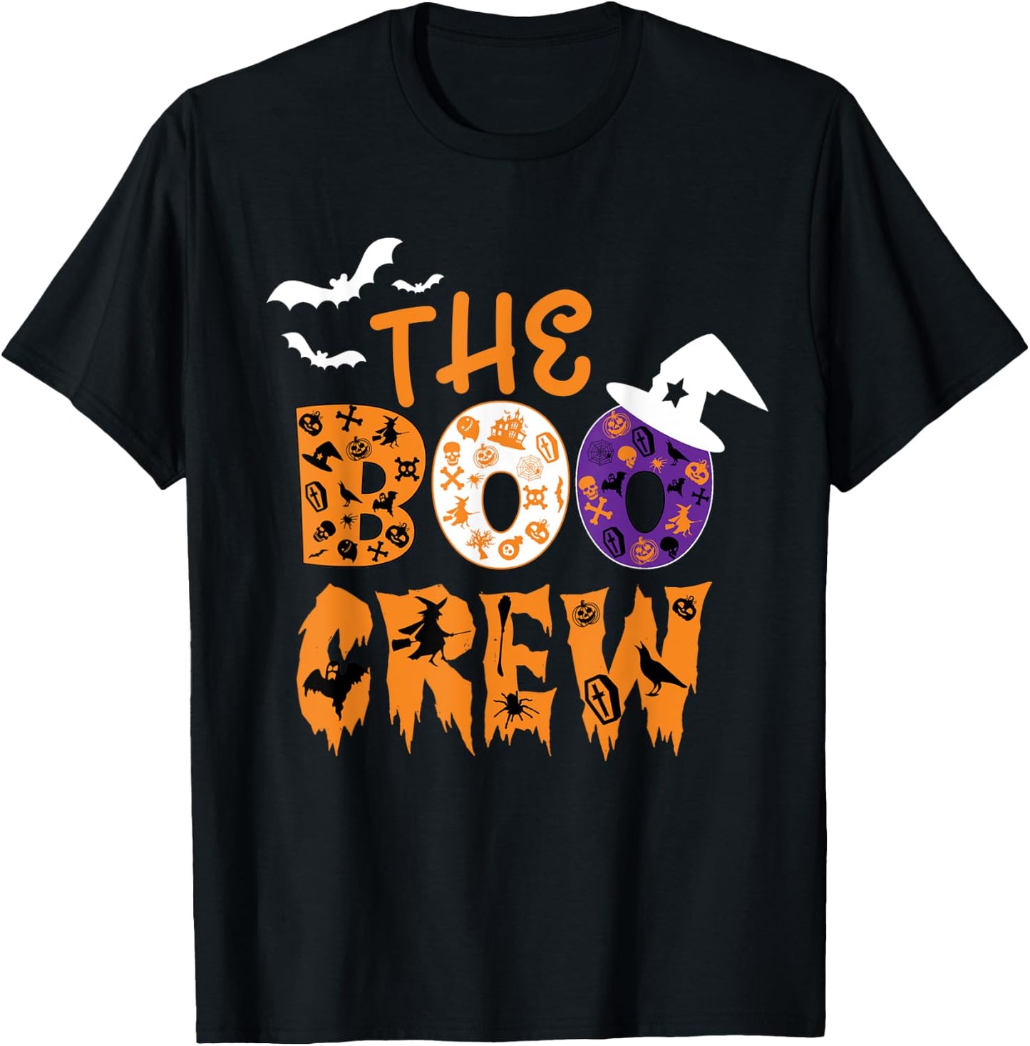 Halloween The Boo Crew Spooky Bats and Witches Fun Family T-Shirt - T-Shirt | Black