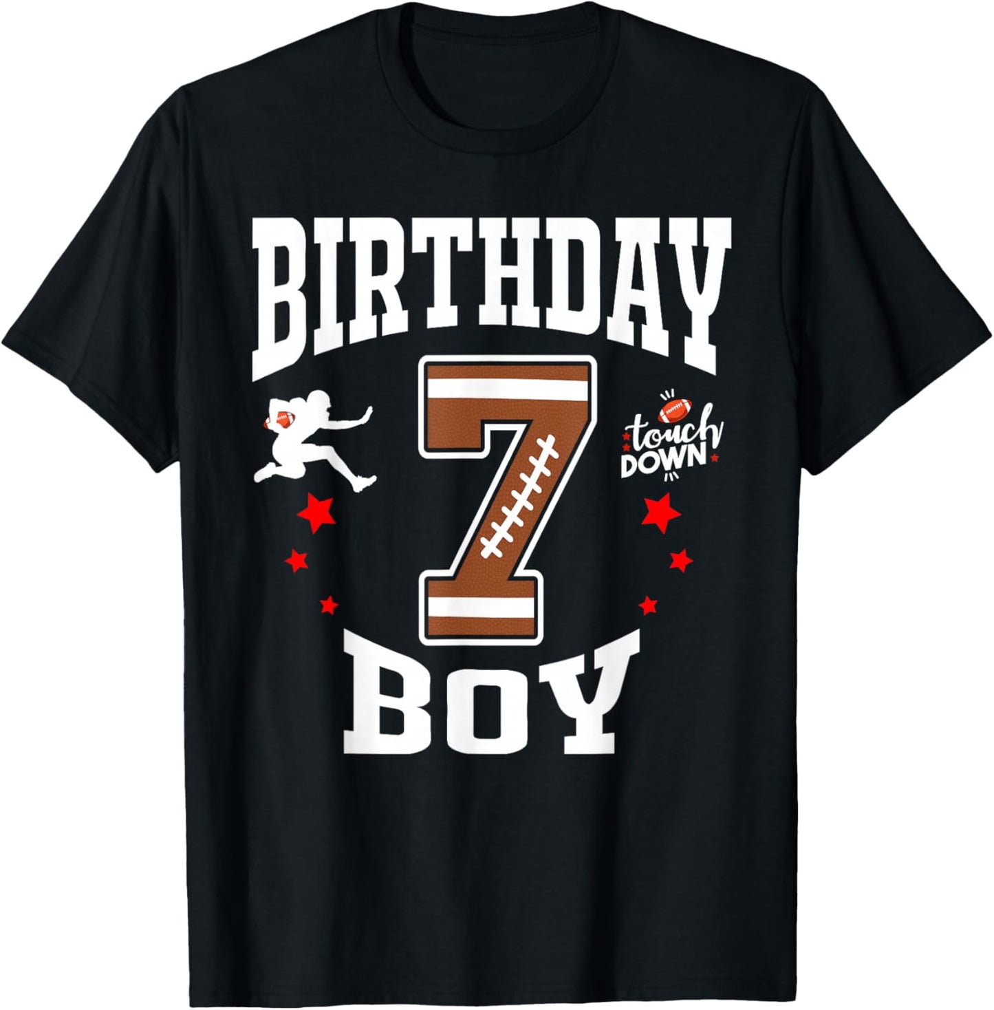 7th Birthday Football Boy Shirt - 7 years old Kid Football T-Shirt - T-Shirt | Black