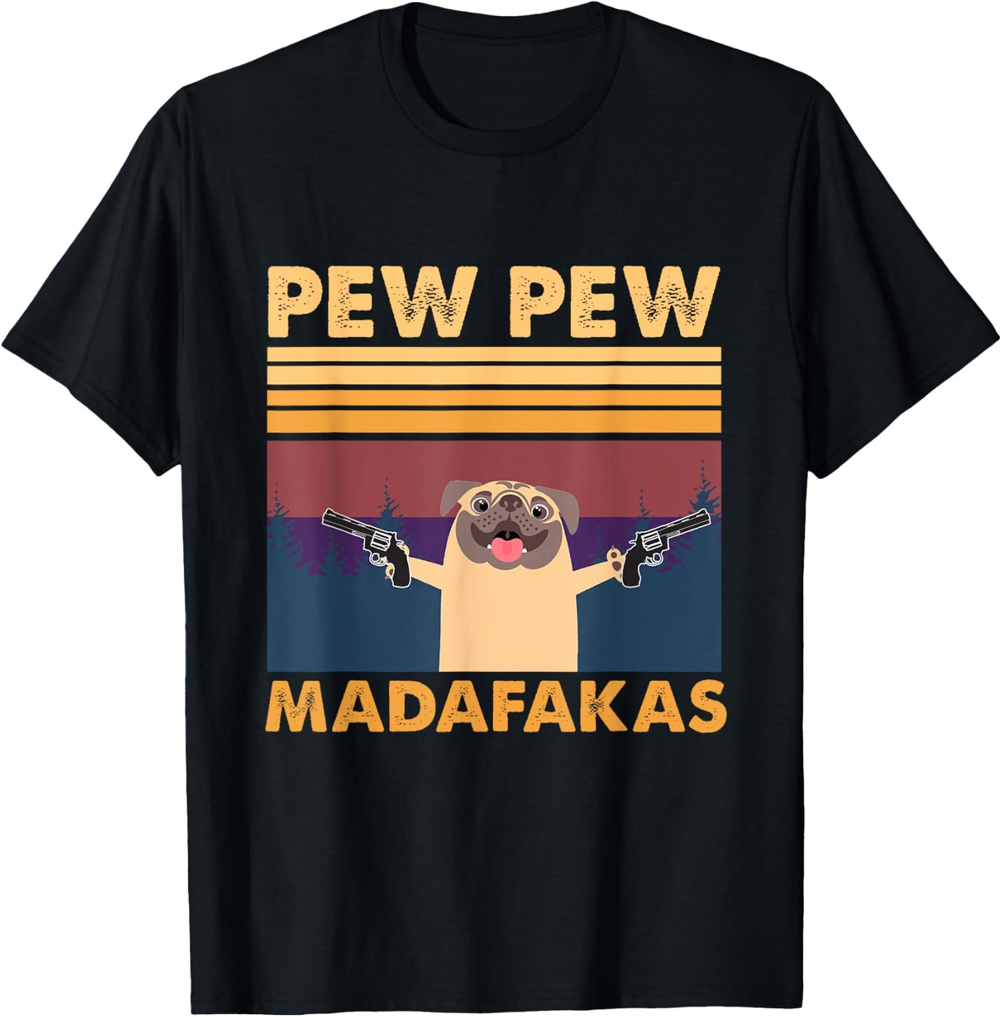Vintage PewPew Mada-fakas Crazy Pew Pug T-Shirt - T-Shirt | Black